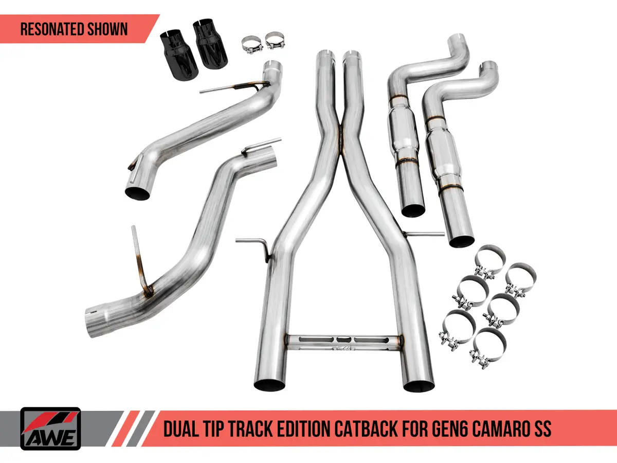 Awe: 2016-18 Chevrolet Camaro Ss 6.2L - Track Edition Catback Exhaust Resonated (Diamond Black Tips Dual Outlet) 2