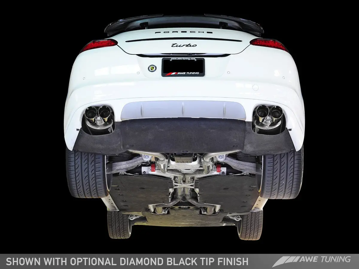 Awe: 2010-2016 Porsche 970 Panamera Turbo - Touring Edition Performance Exhaust System W/ Diamond Black Tips 1