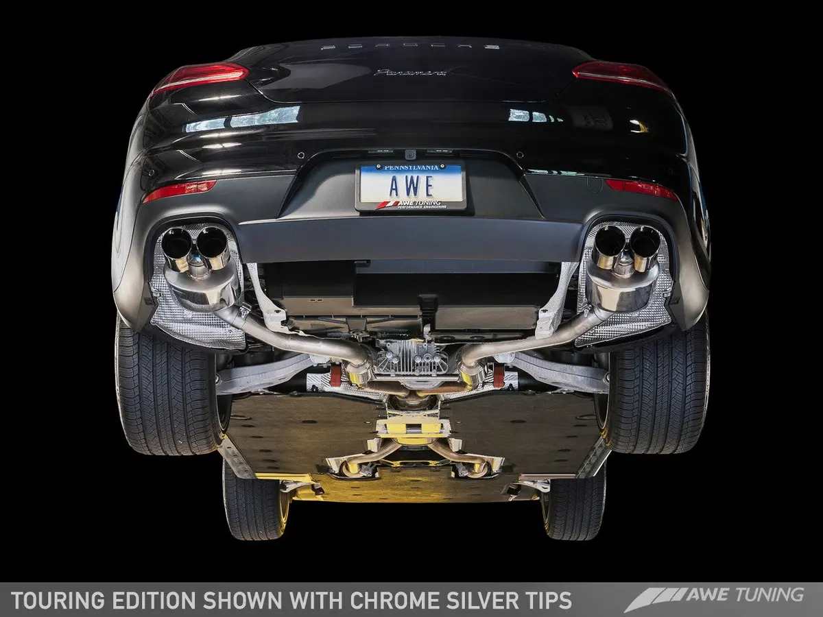 Awe: 2014-16 Porsche 970 Panamera - 2/4 Touring Edition Exhaust (Chrome Silver Tips) 2