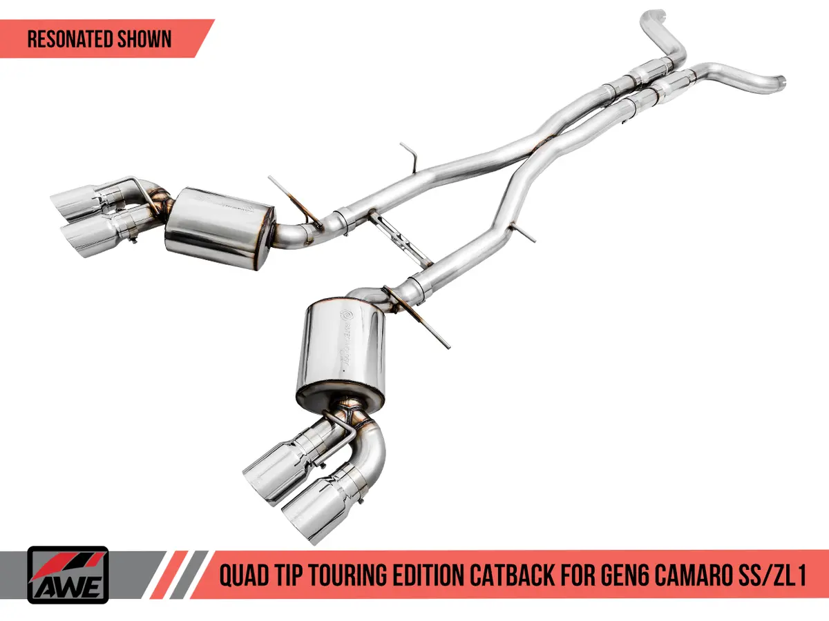 Awe: 2017-19 Chevrolet Camaro Ss | Zl1 - Touring Edition Catback Exhaust Resonated (Chrome Silver Tips Quad Outlet) 1