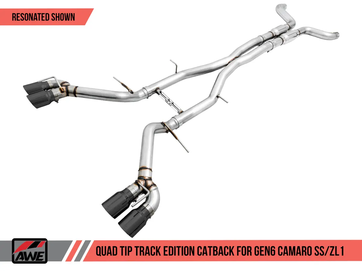 Awe: 2017-19 Chevrolet Camaro Ss | Zl1 - Track Edition Catback Exhaust Resonated (Diamond Black Tips Quad Outlet) 1