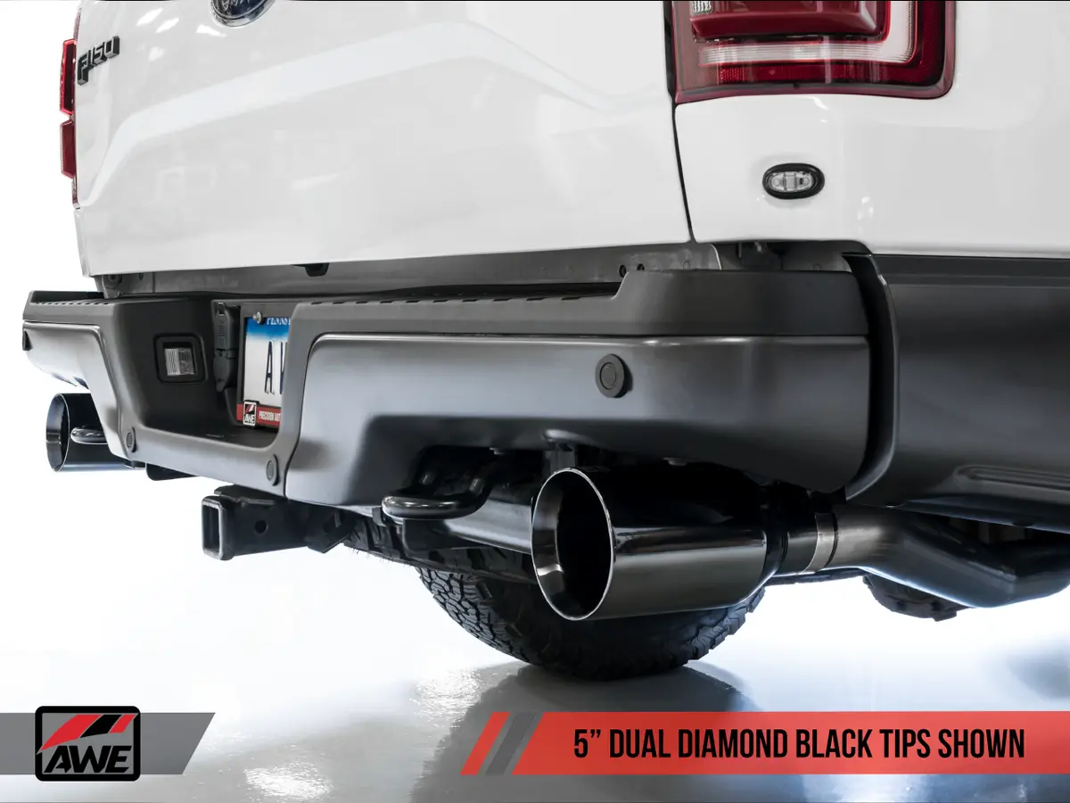 Awe: 2017-20 Ford Raptor - Tailpipes Conversion Kit (Diamond Black 5" Tips) 1