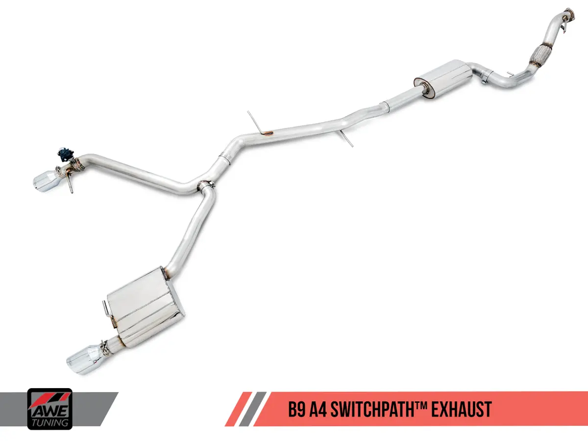 Awe: 2017-2021 Audi A4 B9 - Switchpath Exhaust (Dual Outlet Chrome Silver Tips) 1