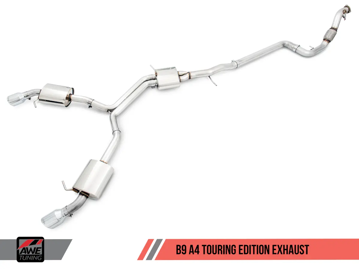 Awe: 2017-2021 Audi A4 B9 - Touring Edition Exhaust Dual Outlet Chrome Silver Tips 1