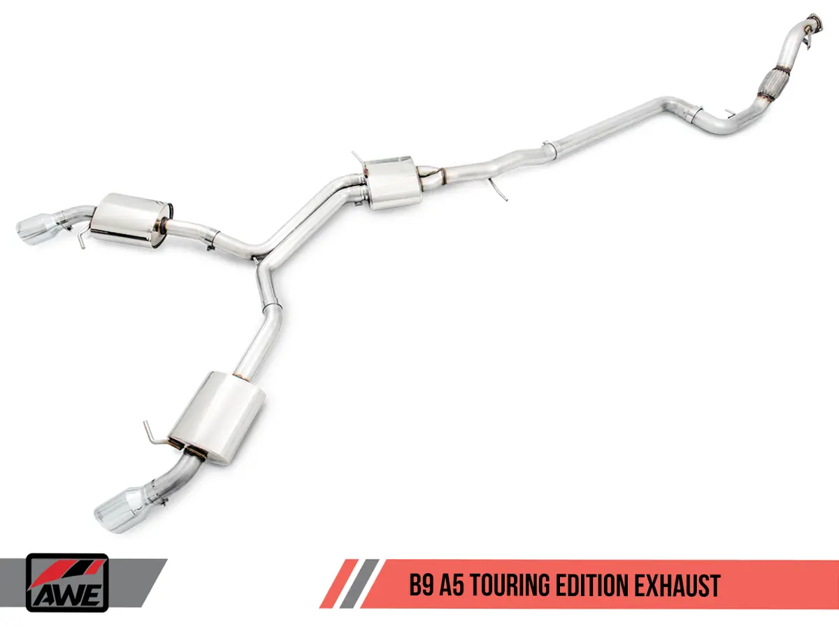 Awe: 2018-2021 Audi B9 A5 2.0 Tfsi - Touring Edition Exhaust Dual Outlet Diamond Black Tips (Includes Downpipe) 1