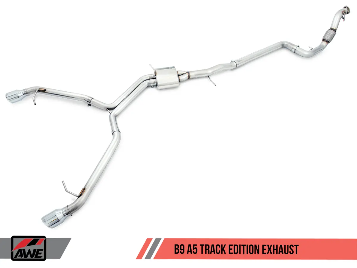 Awe: 2018-21 Audi B9 A5 2.0Tfsi - Track Edition Exhaust Dual Outlet (Diamond Black Tips / Includes Downpipe) 1