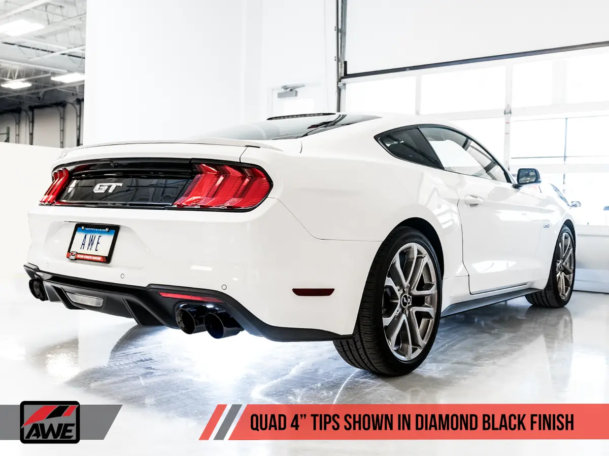 Awe: 2015-2020 Ford Mustang Gt 5.0L - Touring Edition Catback Exhaust Quad Diamond Black Tips 2