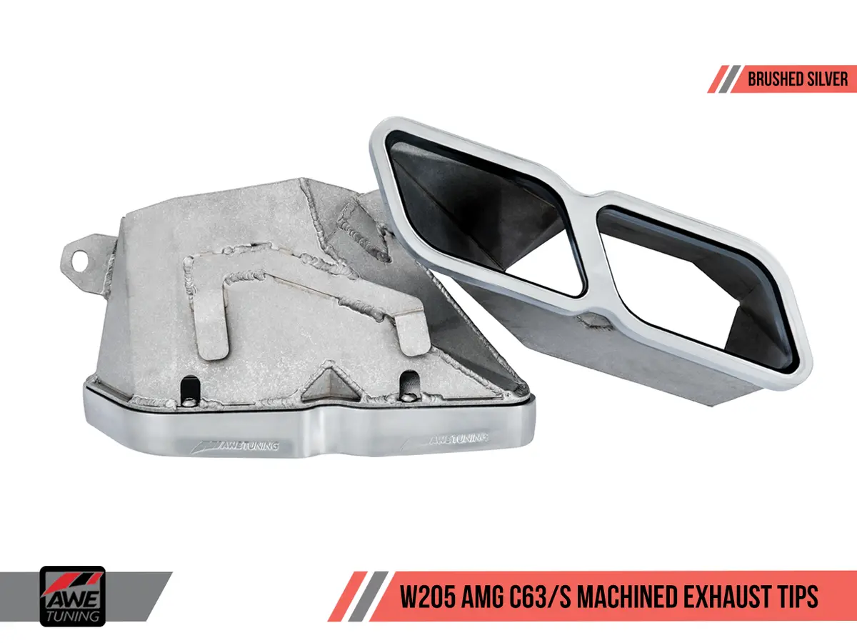 Awe: 2015-2020 Mercedes-Benz Amg C63 | C63s - Machined Exhaust Tips Brushed Silver 1