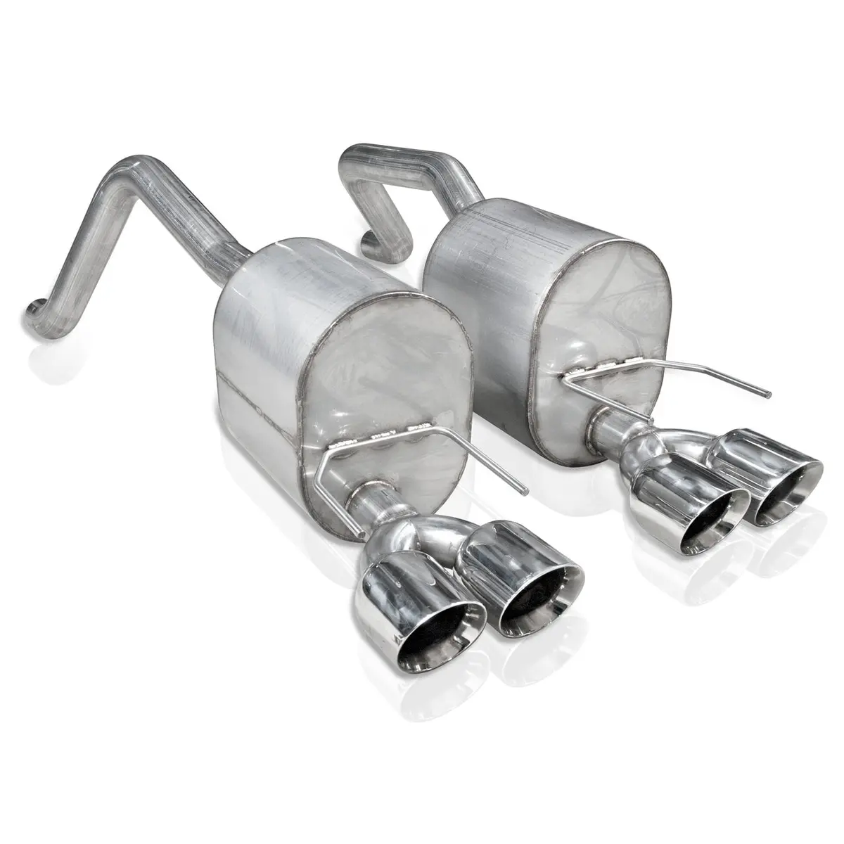 Stainless Works: 2009-13 C6 Chevrolet Corvette -- Axleback 2-1/2" Dual Chambered Turbo Mufflers Quad 4" Tips 1