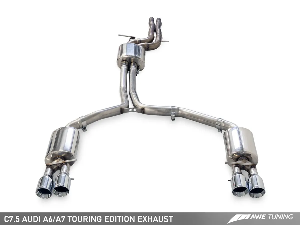 Awe: 2016-18 Audi A6 3.0T C7 - Touring Edition Exhaust (Quad Outlet / Diamond Black Tips) 1