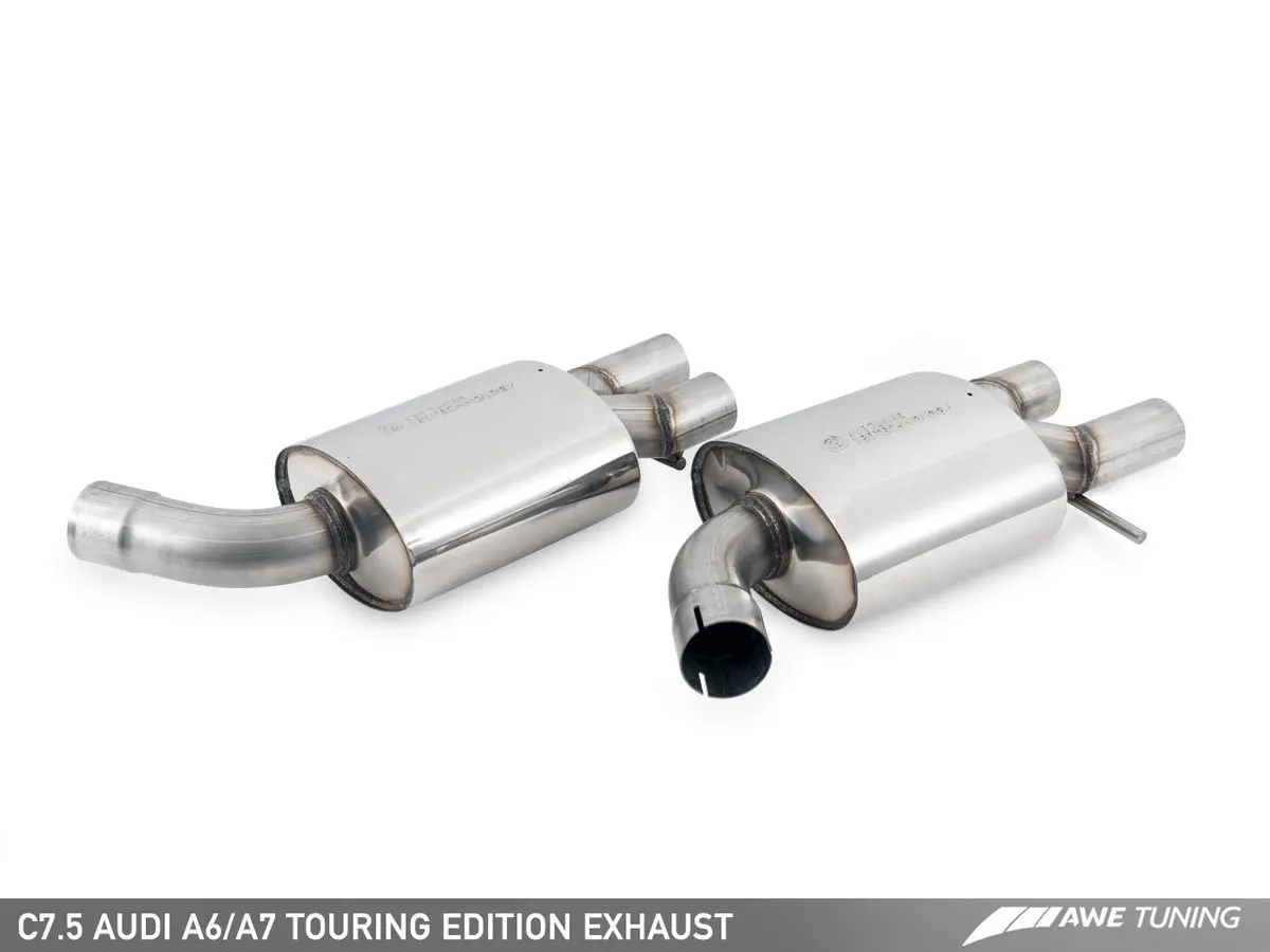 Awe: 2016-18 Audi A6 3.0T C7 - Touring Edition Exhaust (Quad Outlet / Diamond Black Tips) 2
