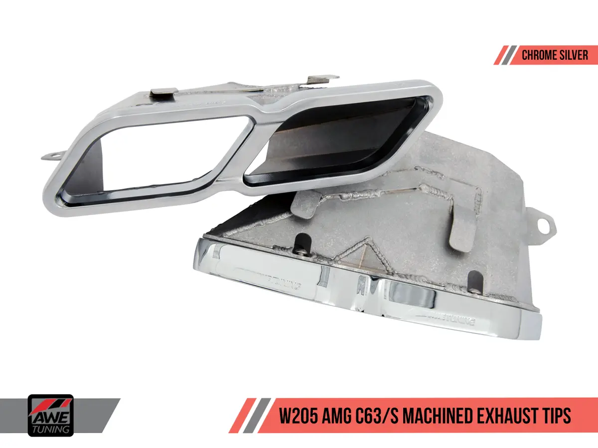 Awe: 2015-2020 Mercedes-Benz Amg C63 | C63s - Machined Exhaust Tips Chrome Silver 1