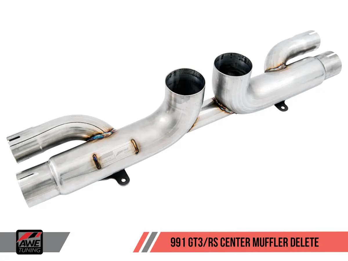 Awe: 2010-2011 Porsche 997.2 Gt3 | Gt3 Rs - Center Muffler Delete (Chrome Silver Tips) 1