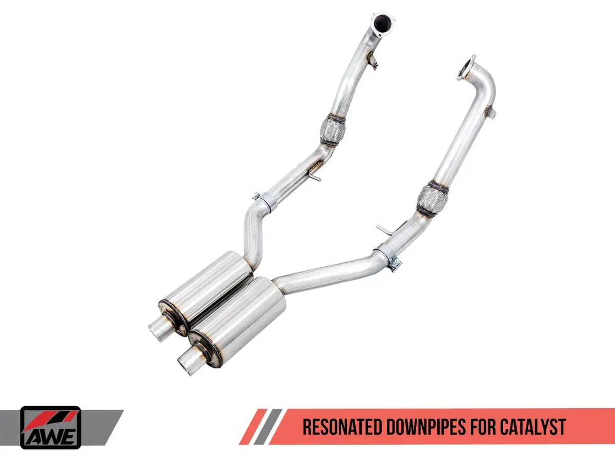 Awe: 2017-2020 Audi B9 S5 Coupe - Touring Edition Exhaust Resonated For Performance Catalyst (Carbon Fiber Tips) 2