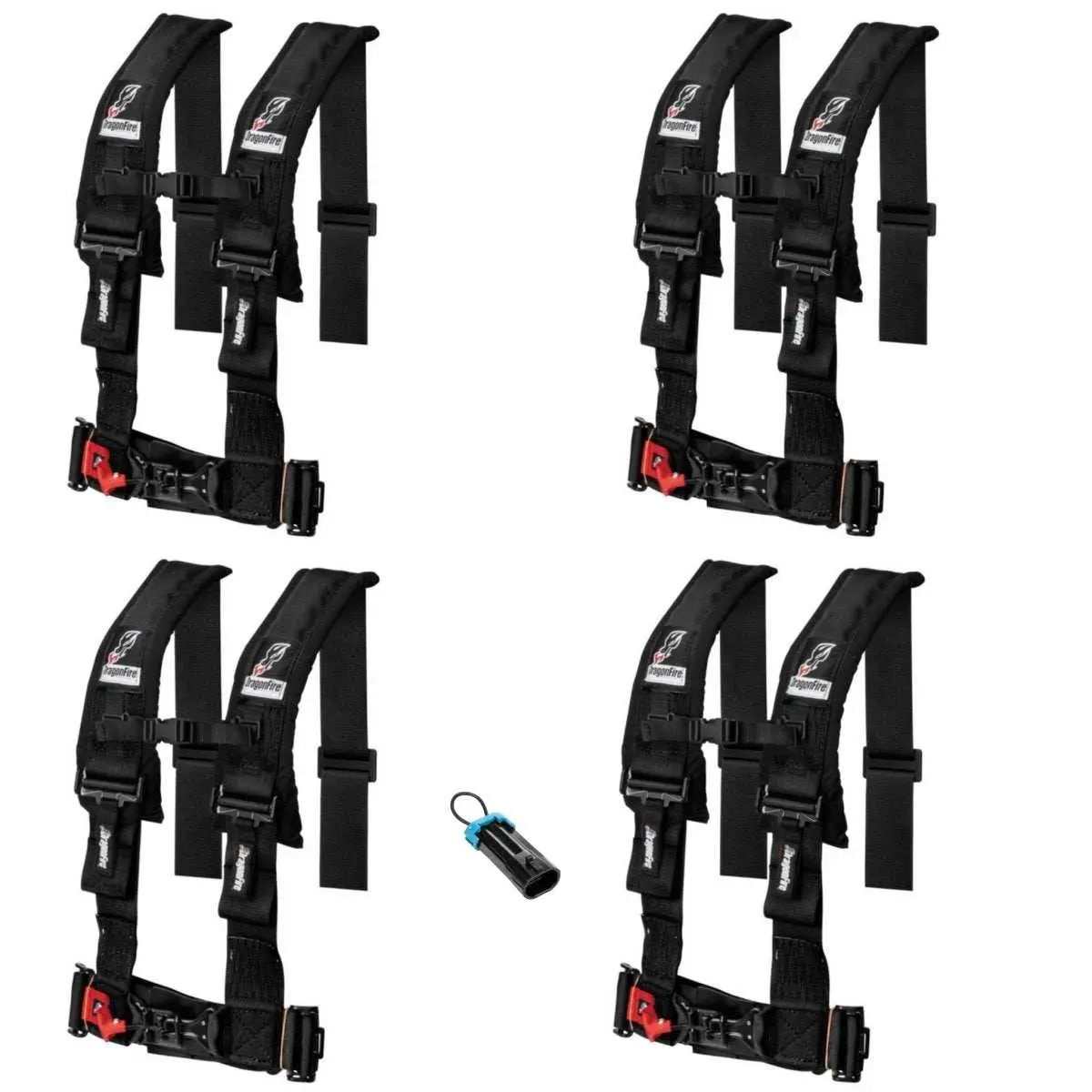 Dragonfire Racing 4-Point Harness 3" Set Of 4 With Free Override Plug **Special** 1