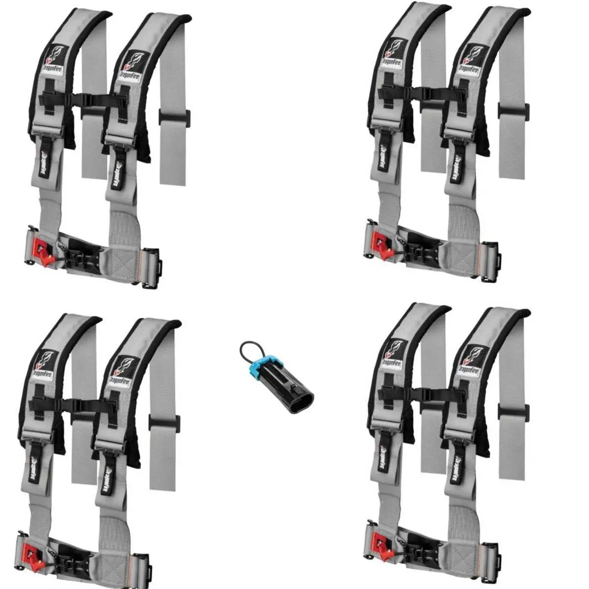 Dragonfire Racing 4-Point Harness 3" Set Of 4 With Free Override Plug **Special** 7