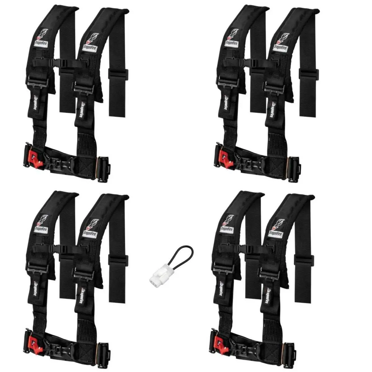 Dragonfire Racing 4-Point Harness 3" Set Of 4 With Free Override Plug **Special** 10