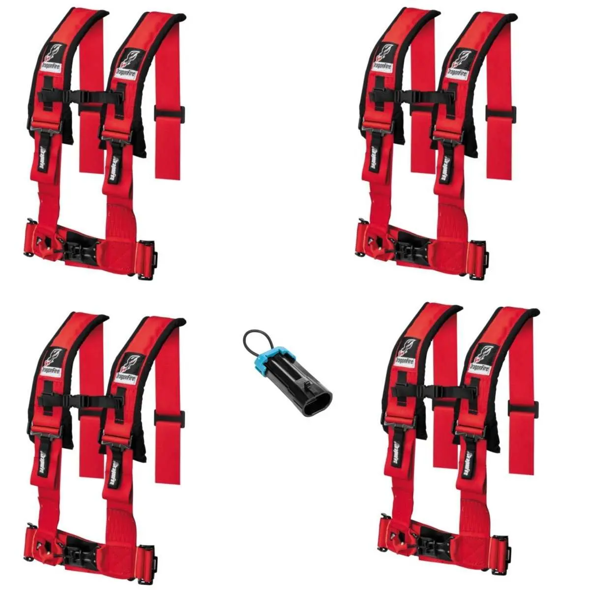 Dragonfire Racing 4-Point Harness 3" Set Of 4 With Free Override Plug **Special** 12