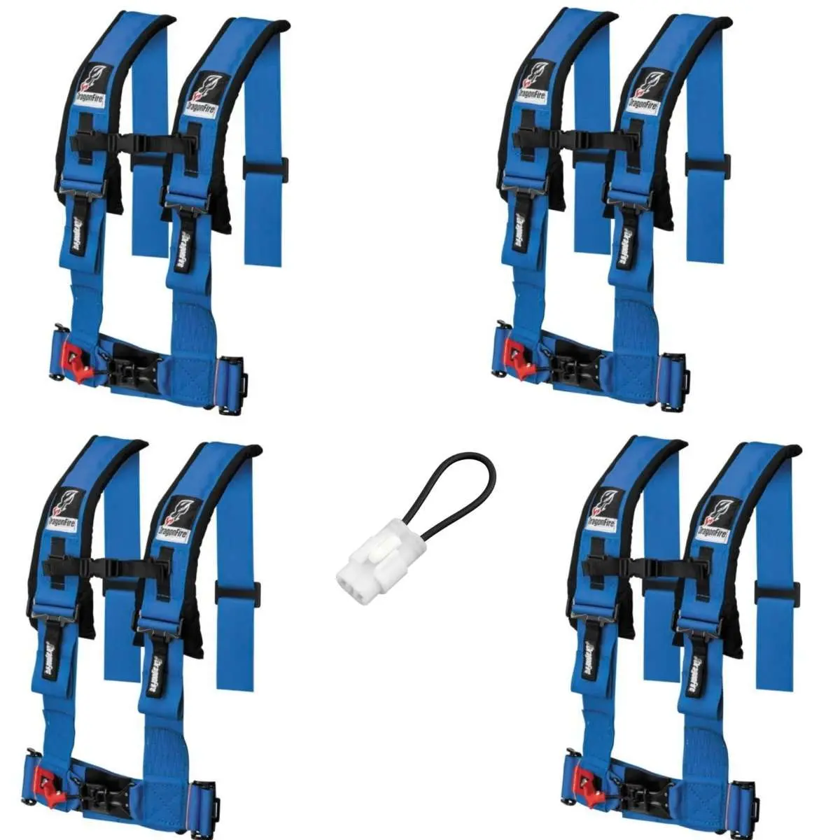 Dragonfire Racing 4-Point Harness 3" Set Of 4 With Free Override Plug **Special** 8