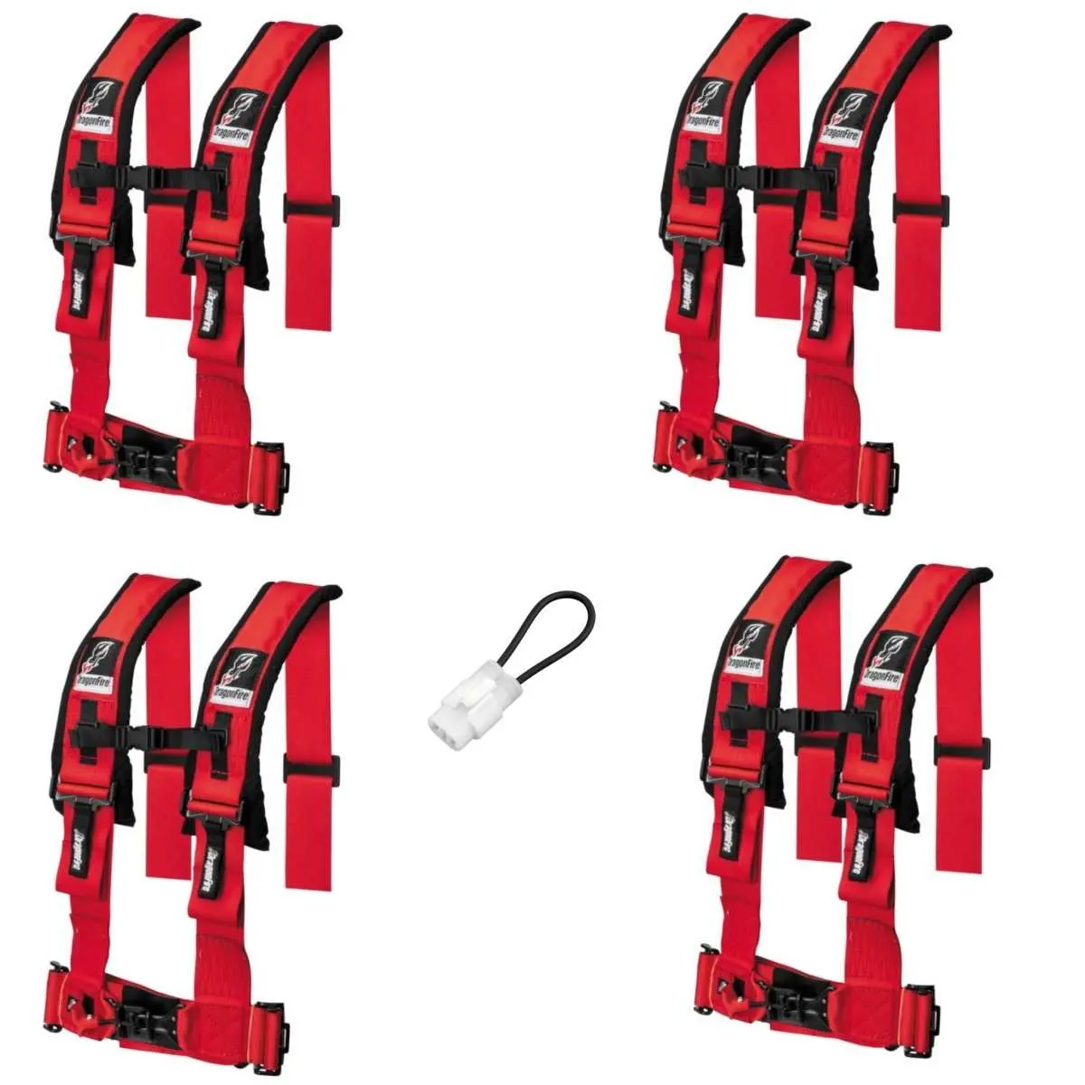 Dragonfire Racing 4-Point Harness 3" Set Of 4 With Free Override Plug **Special** 6