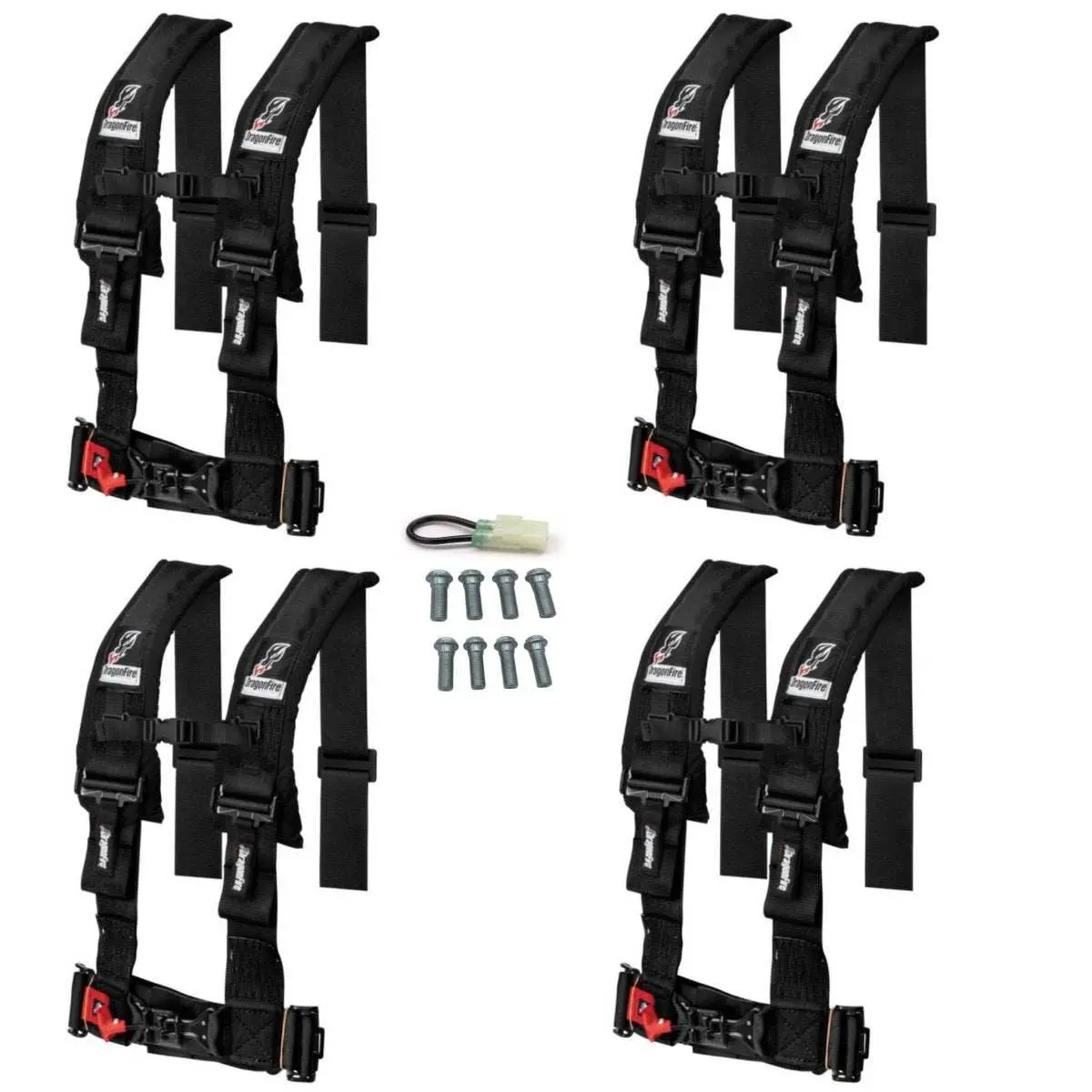 Dragonfire Racing 4-Point Harness 3" Set Of 4 With Free Override Plug **Special** 9