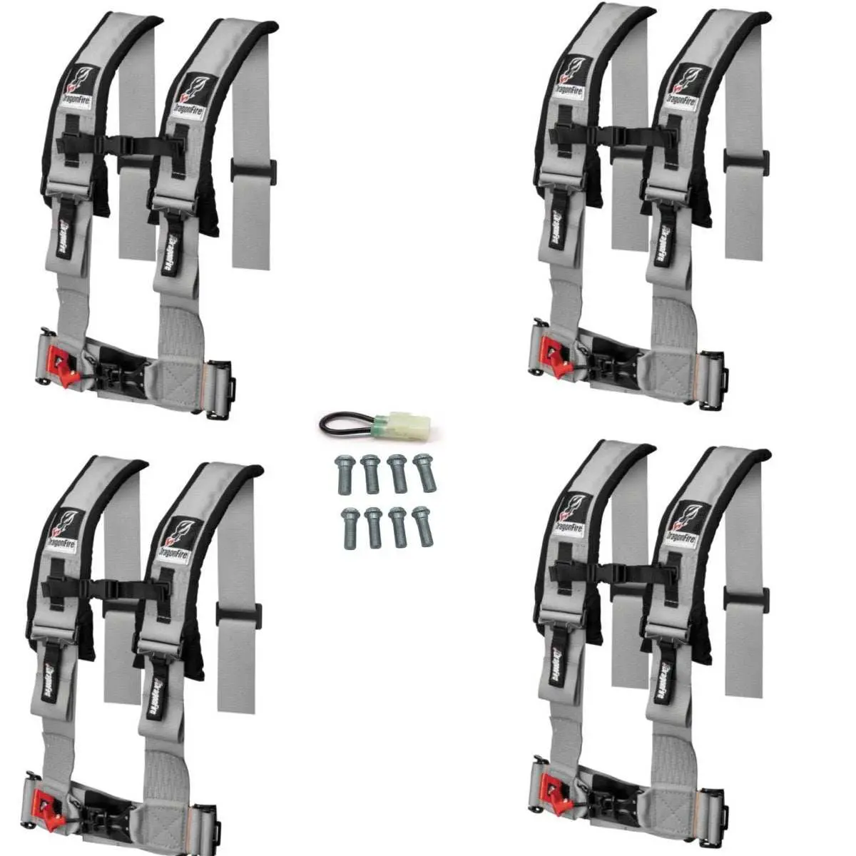 Dragonfire Racing 4-Point Harness 3" Set Of 4 With Free Override Plug **Special** 11
