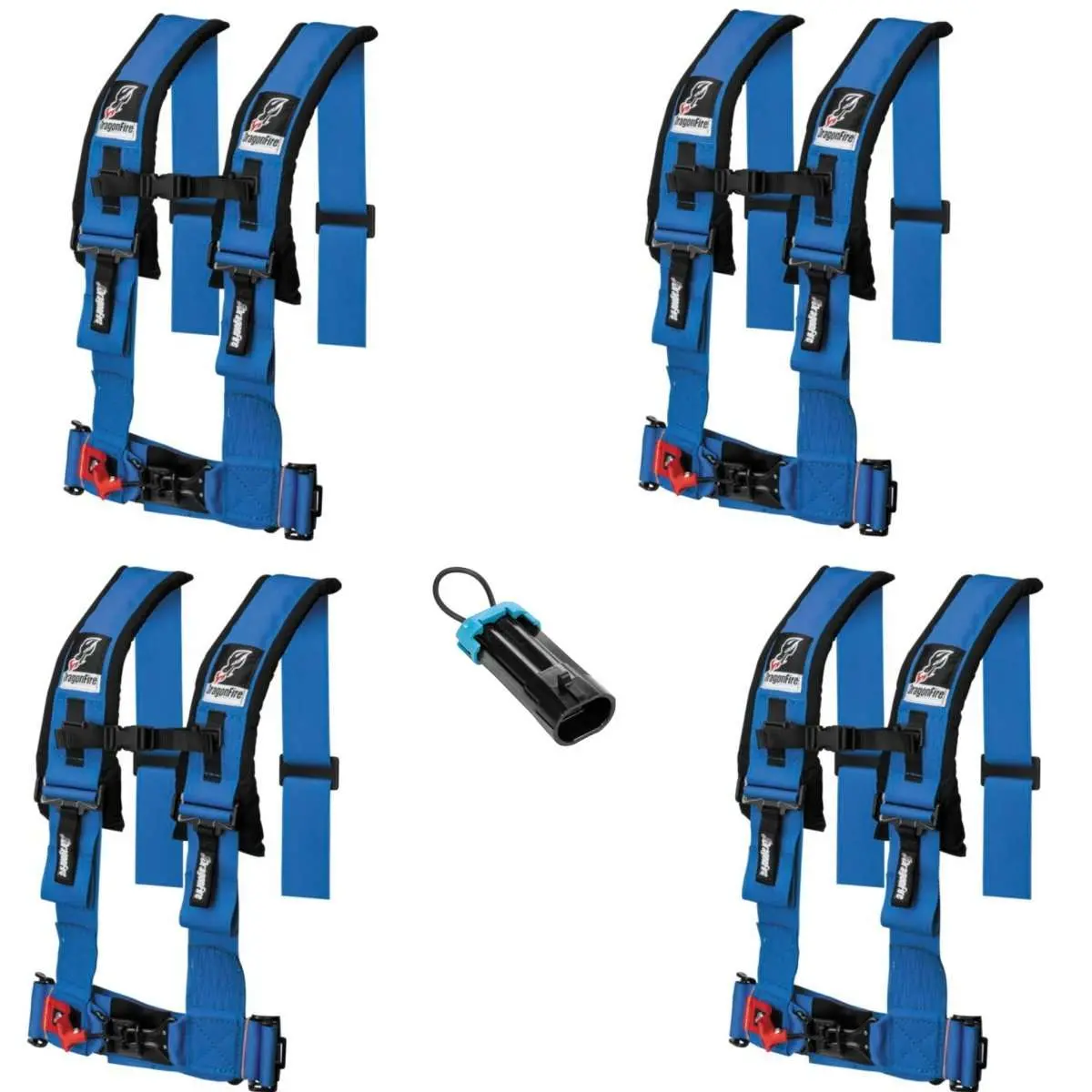 Dragonfire Racing 4-Point Harness 3" Set Of 4 With Free Override Plug **Special** 5
