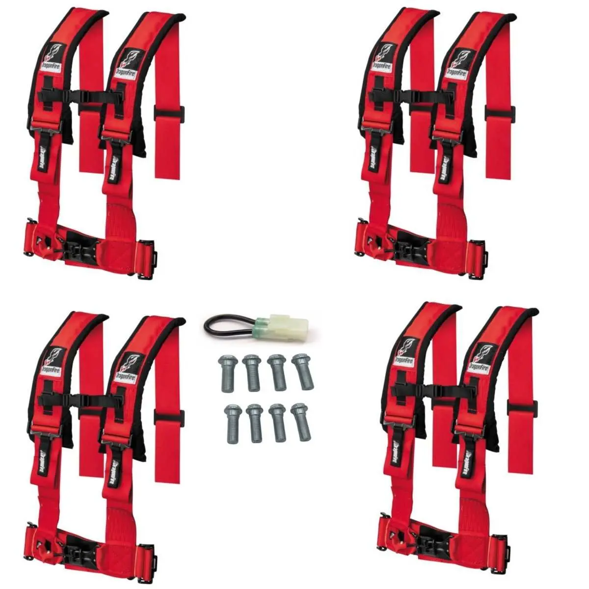 Dragonfire Racing 4-Point Harness 3" Set Of 4 With Free Override Plug **Special** 11