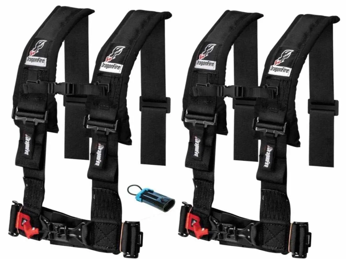 Dragonfire Racing 4-Point Harness 3" Set With Polaris Rzr / Can-Am Maverick Override Plug 1