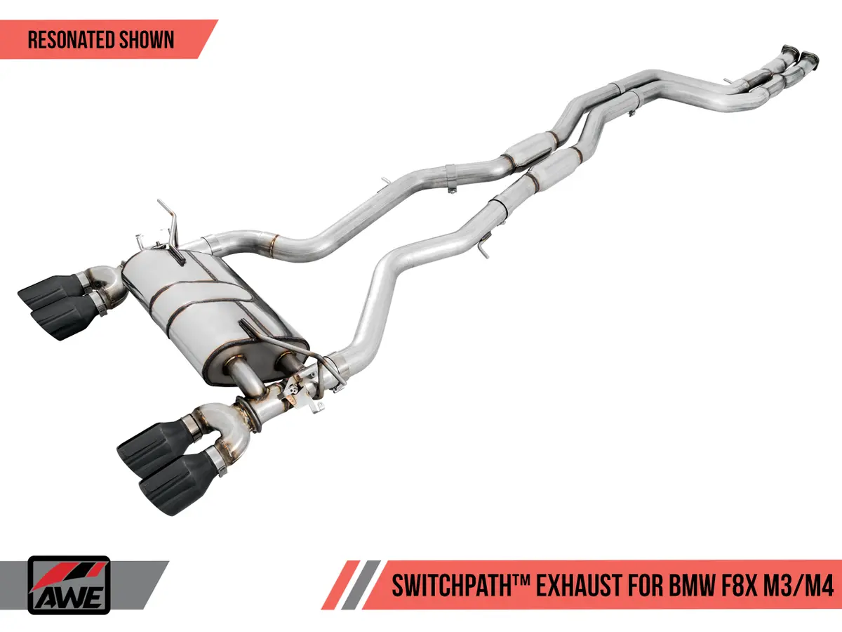 Awe: 2015-2018 Bmw M3 3.0T - Resonated Switchpath Exhaust Diamond Black Tips 90Mm 2
