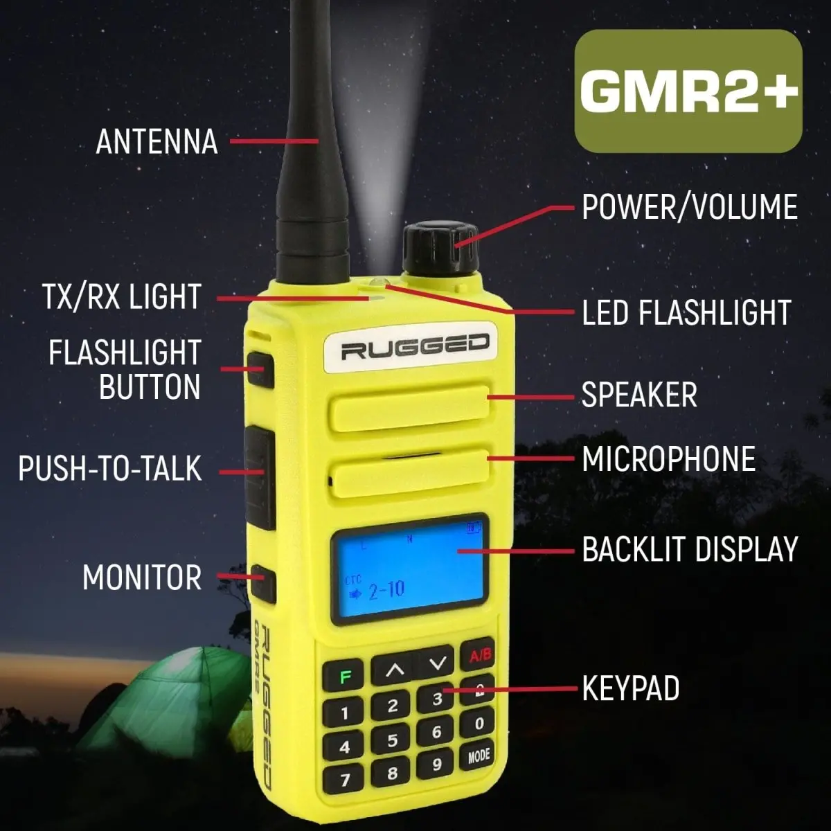 Gmr2 Plus Gmrs 2 Pack High Vis Safety Yellow | Rugged Radios 2