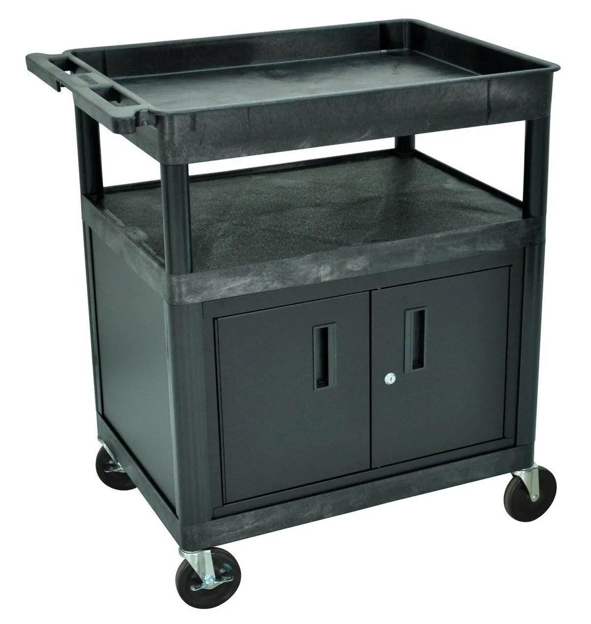 Luxor Tc 3-Shelf Heavy-Duty Utility Cart – 32"X24" – Flat & Tub Shelf Combo 1