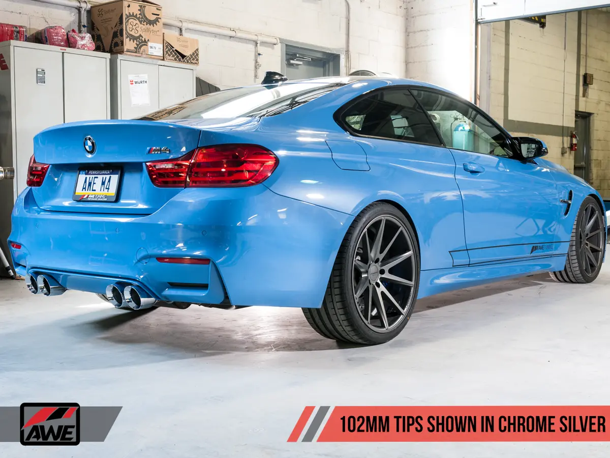 Awe: 2015-2020 Bmw M4 3.0T - Non Resonated Switchpath Exhaust Chrome Silver Tips 102Mm 2