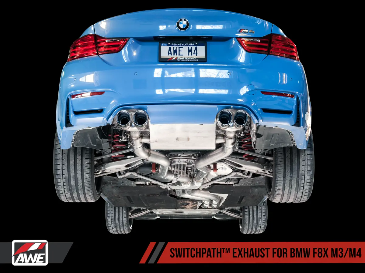 Awe: 2015-2020 Bmw M4 3.0T - Resonated Switchpath Exhaust Diamond Black Tips 102Mm 2