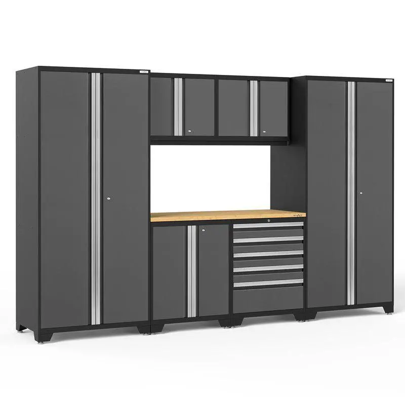 Newage Pro Series 7 Piece Cabinet Set With Base, Wall, Tool Drawer Cabinet, Lockers And 56 In. Worktop 2