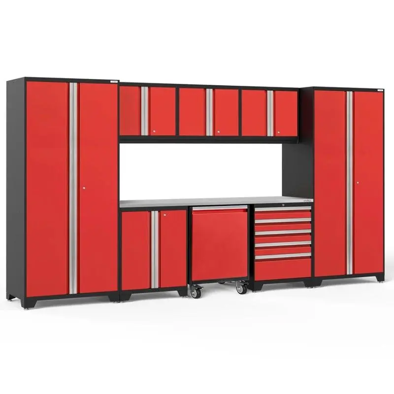 Newage Pro Series 9 Piece Cabinet Set With Wall, Base, Tool Drawer, Multi-Function Cabinet, Lockers, And 84 In. Worktop 7