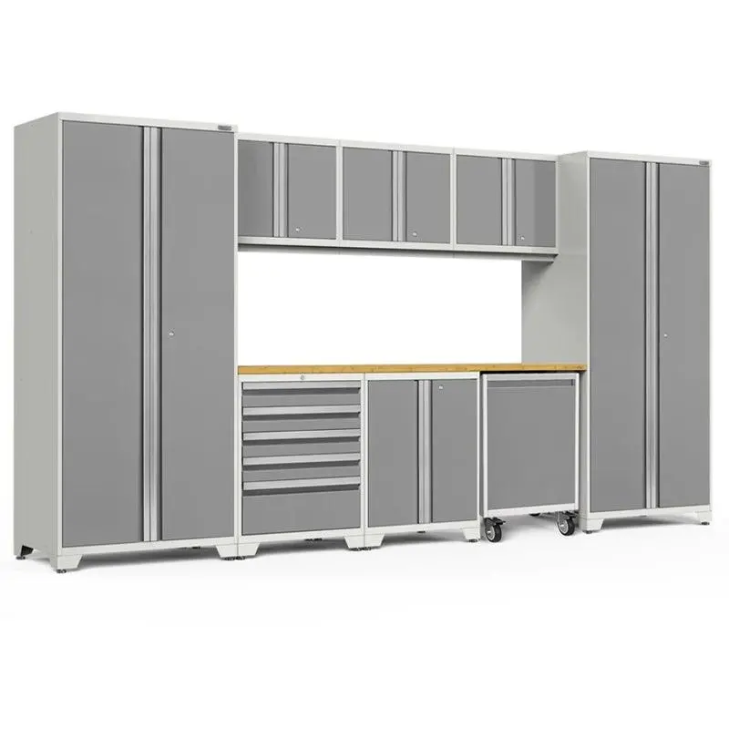 Newage Pro Series 9 Piece Cabinet Set With Wall, Base, Tool Drawer, Multi-Function Cabinet, Lockers, And 84 In. Worktop 5