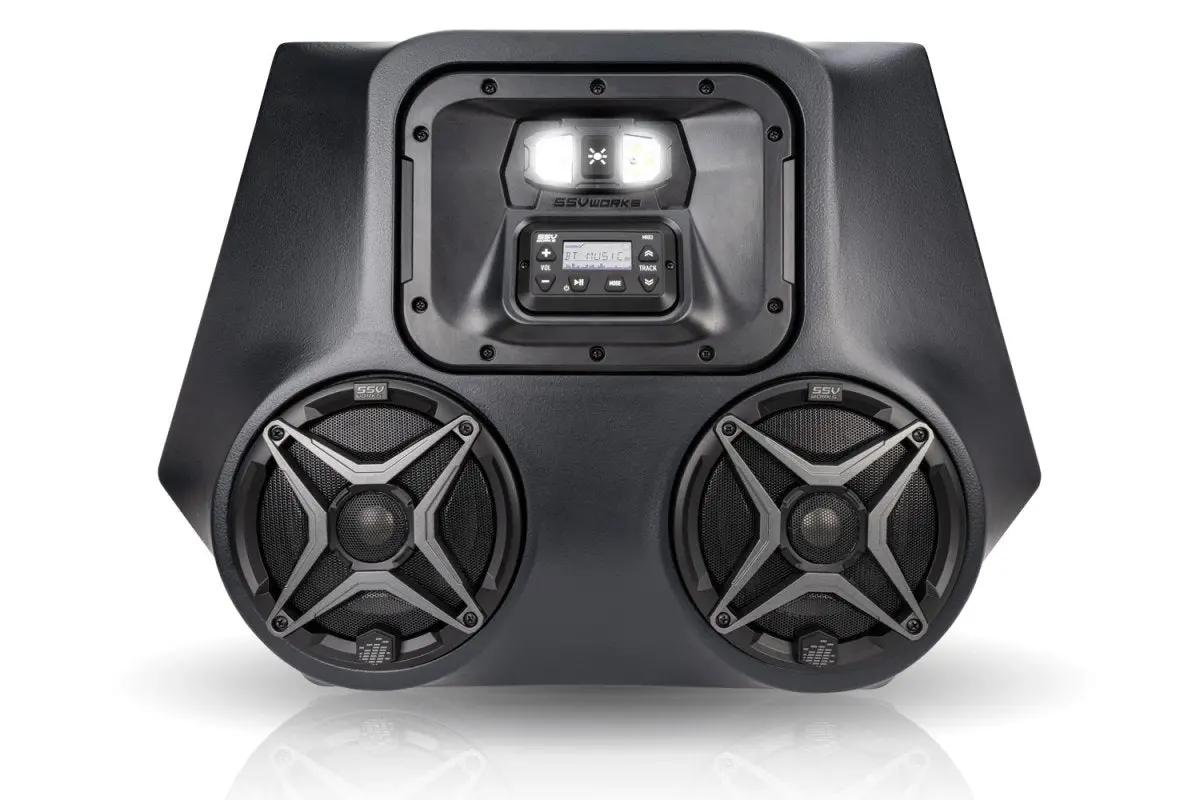 Polaris Rzr 570/800/900 2-Speaker Overhead Weather Proof Audio-System W/Dome Light 1