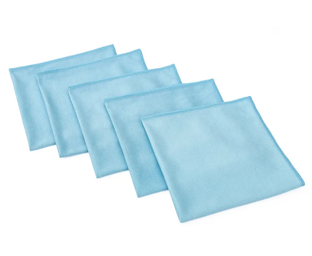 The Rag Company Premium Glass And Window Towel (5 Pack)- Blue 16X16 1