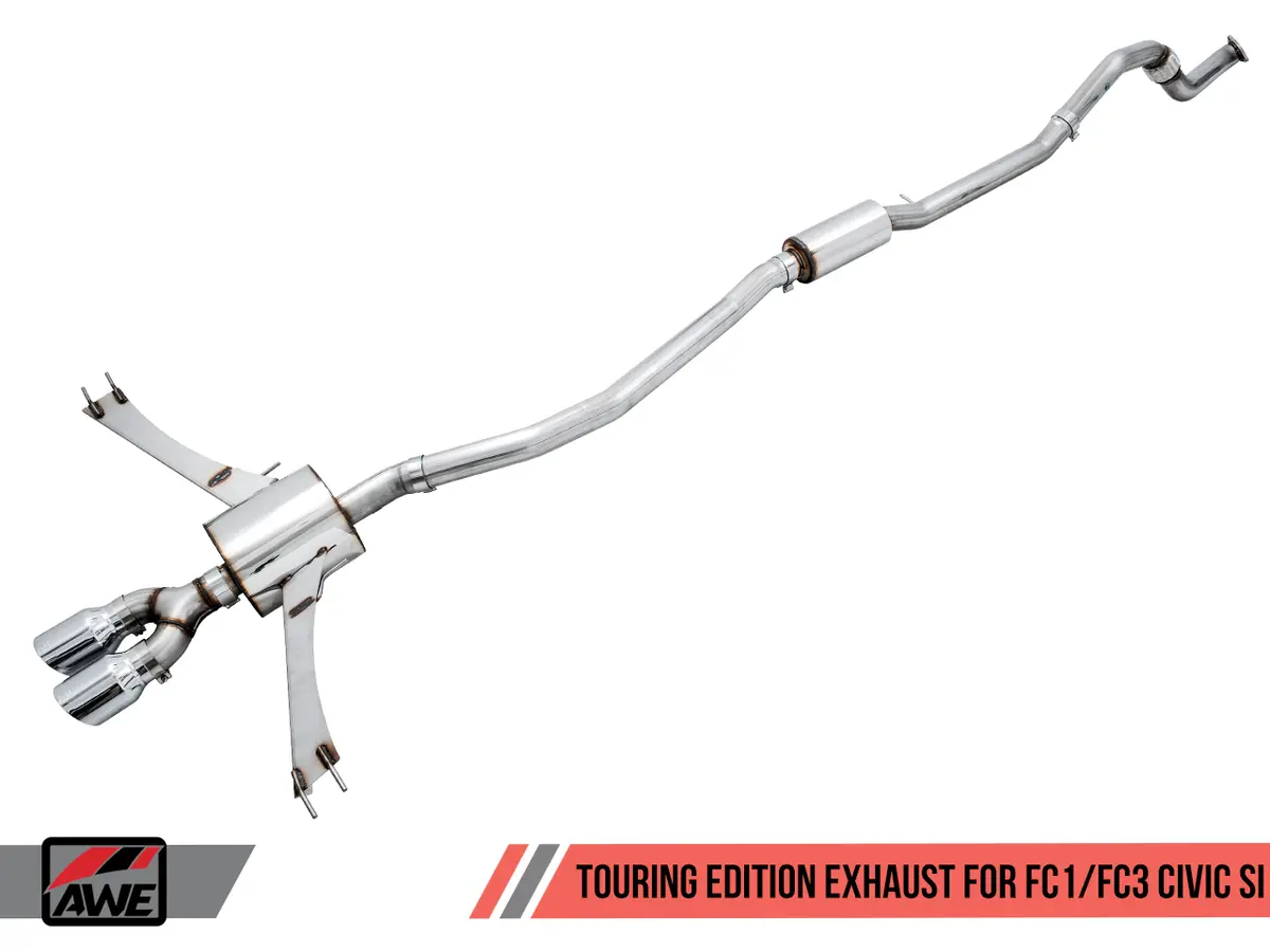 Awe: 2017-2020 Honda Civic Si - Touring Edition Exhaust W/  Front Pipe Dual Diamond Black Tips 1