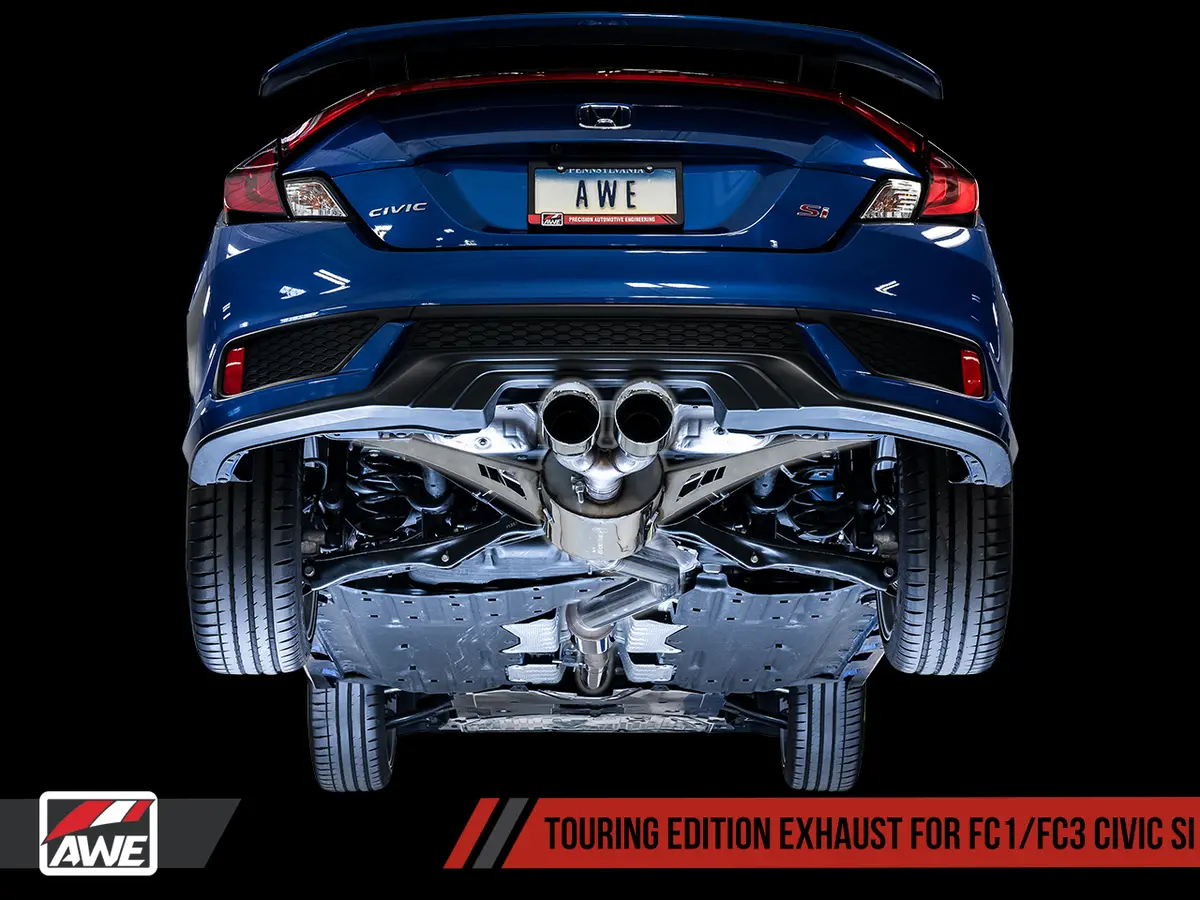 Awe: 2017-20 Honda Civic Si - Touring Edition Exhaust W/ Front Pipe (Dual Chrome Silver Tips) 1