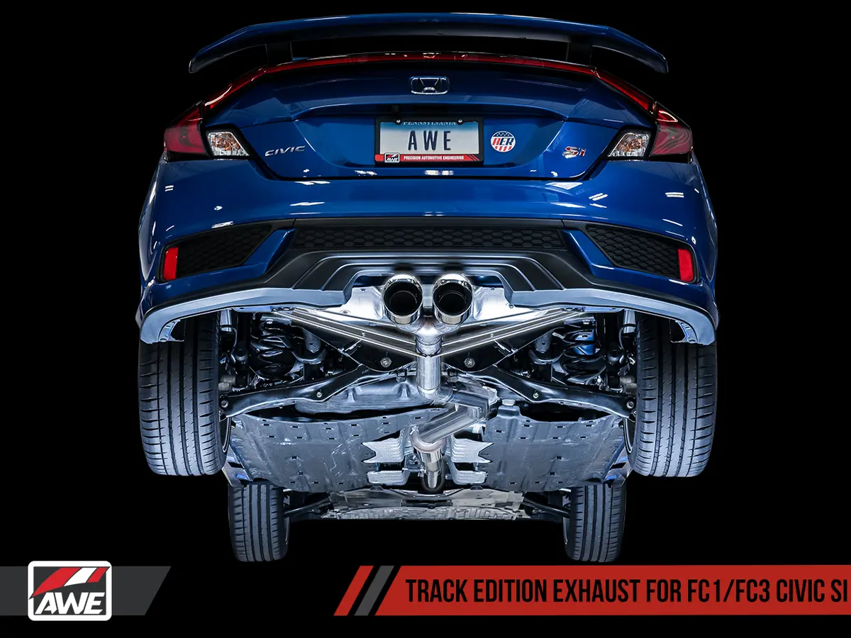 Awe: 2017-20 Honda Civic Si - Track Edition Exhaust W/ Front Pipe (Dual Chrome Silver Tips) 1