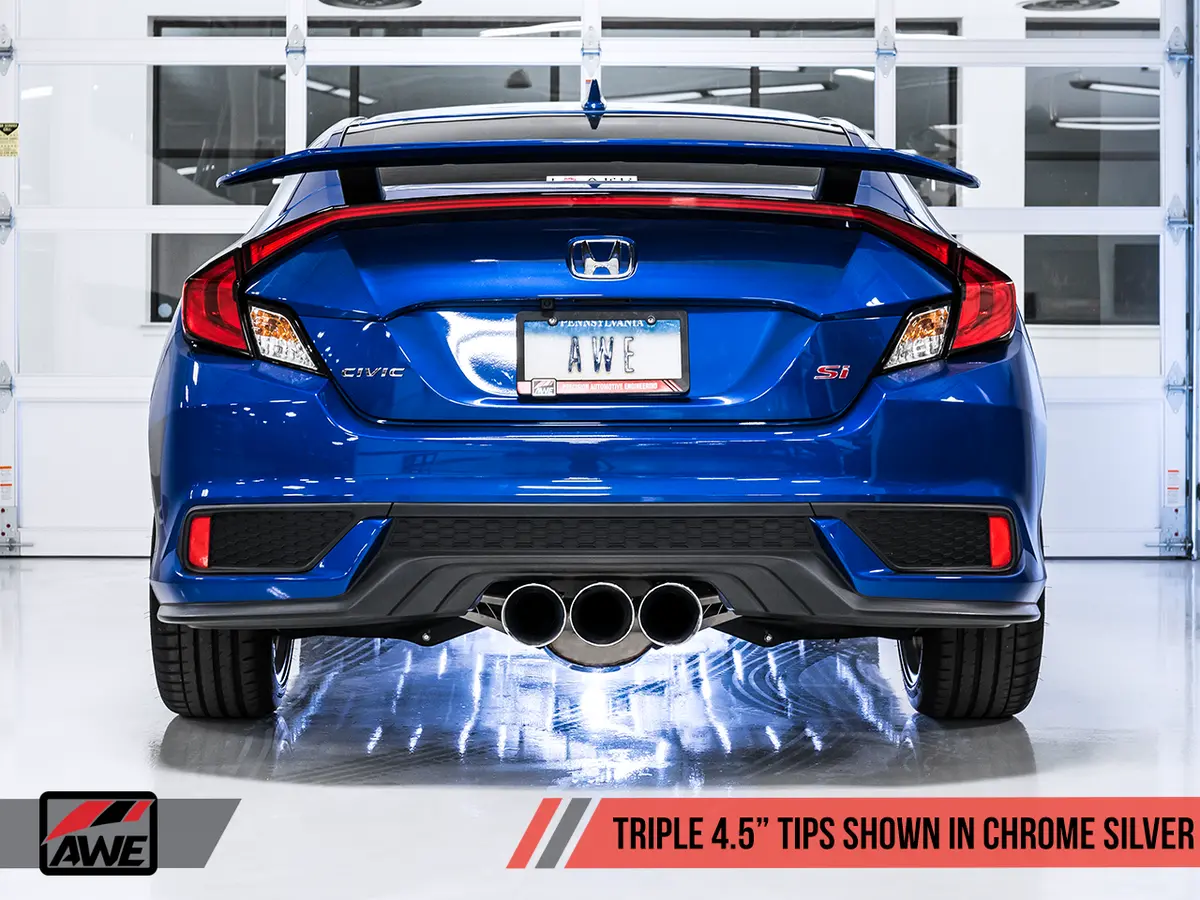 Awe: 2017-2020 Honda Civic Si - Touring Edition Exhaust W/ Front Pipe (Triple Diamond Black Tips) 1