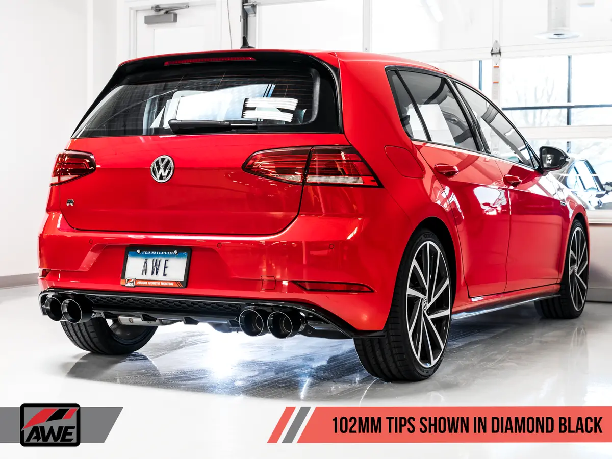 Awe: 2015-17 Volkswagen Mk7 Golf R - Switchpath Exhaust (102Mm Diamond Black Tips) 2