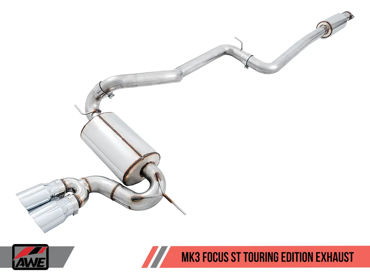 Awe: 2013-19 Ford Focus St 2.0T - Touring Edition Resonated Catback Exhaust (Diamond Black Tips) 1
