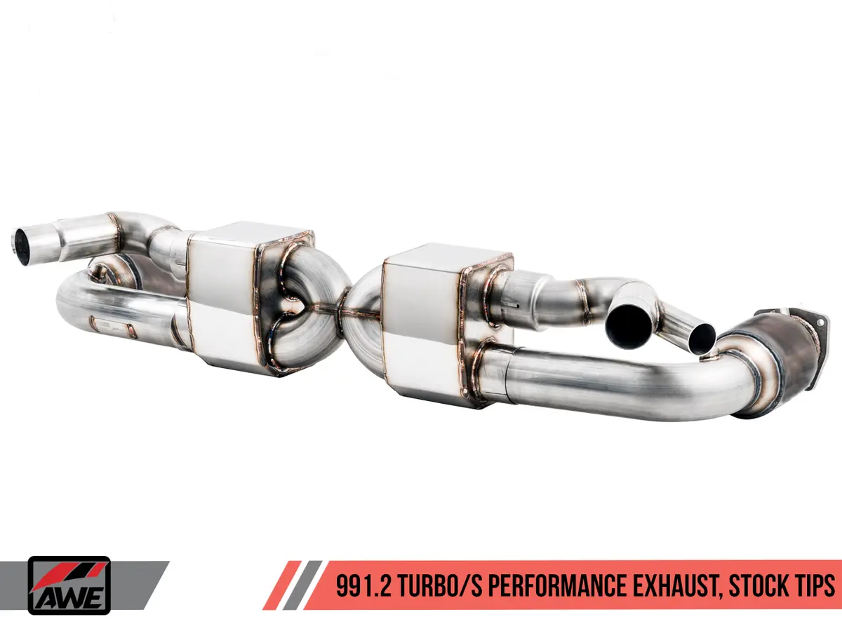 Awe: 2017-2019 Porsche 991.2 Turbo | Turbo S 3.8T - Performance Exhaust And High-Flow Cat Sections Stock Tips 1