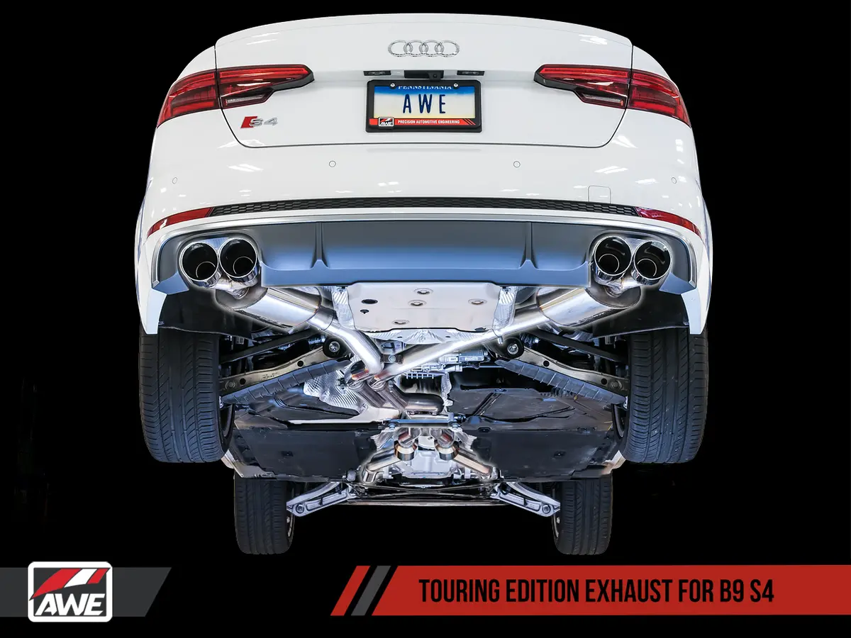 Awe: 2018-2020 Audi B9 S4 3.0T Quattro Touring Edition Exhaust Chrome Silver 102Mm Tips 1
