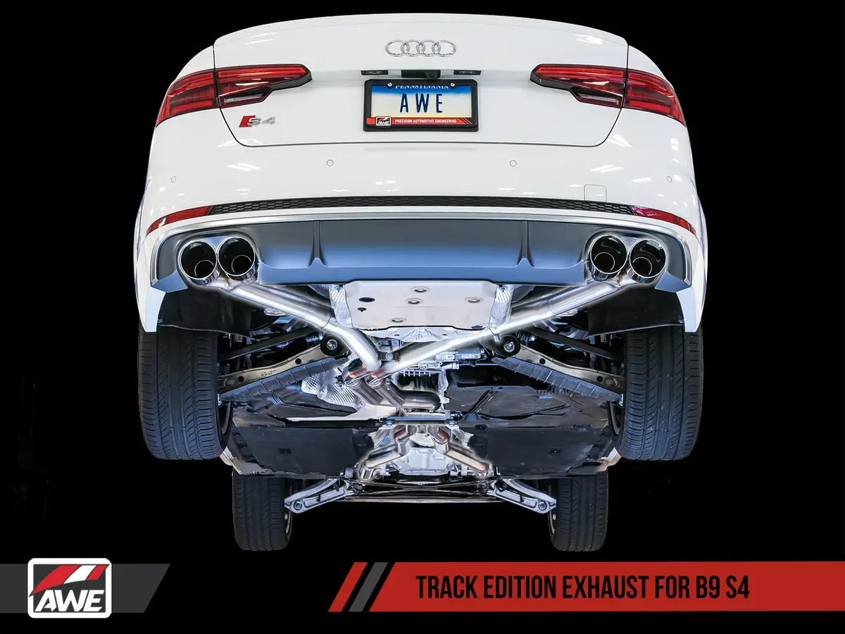 Awe: 2018-2020 Audi B9 S4 3.0T Quattro - Track Edition Exhaust Non-Resonated Chrome Silver 102Mm Tips 1