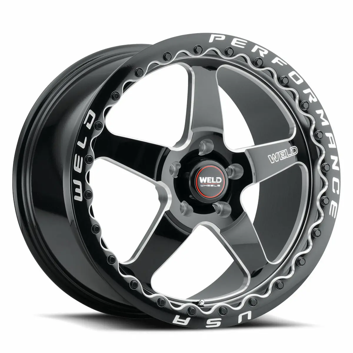 Weld: 18X12 Ventura 5 Beadlock Drag Gloss Black Wheel With Milled Spokes 1