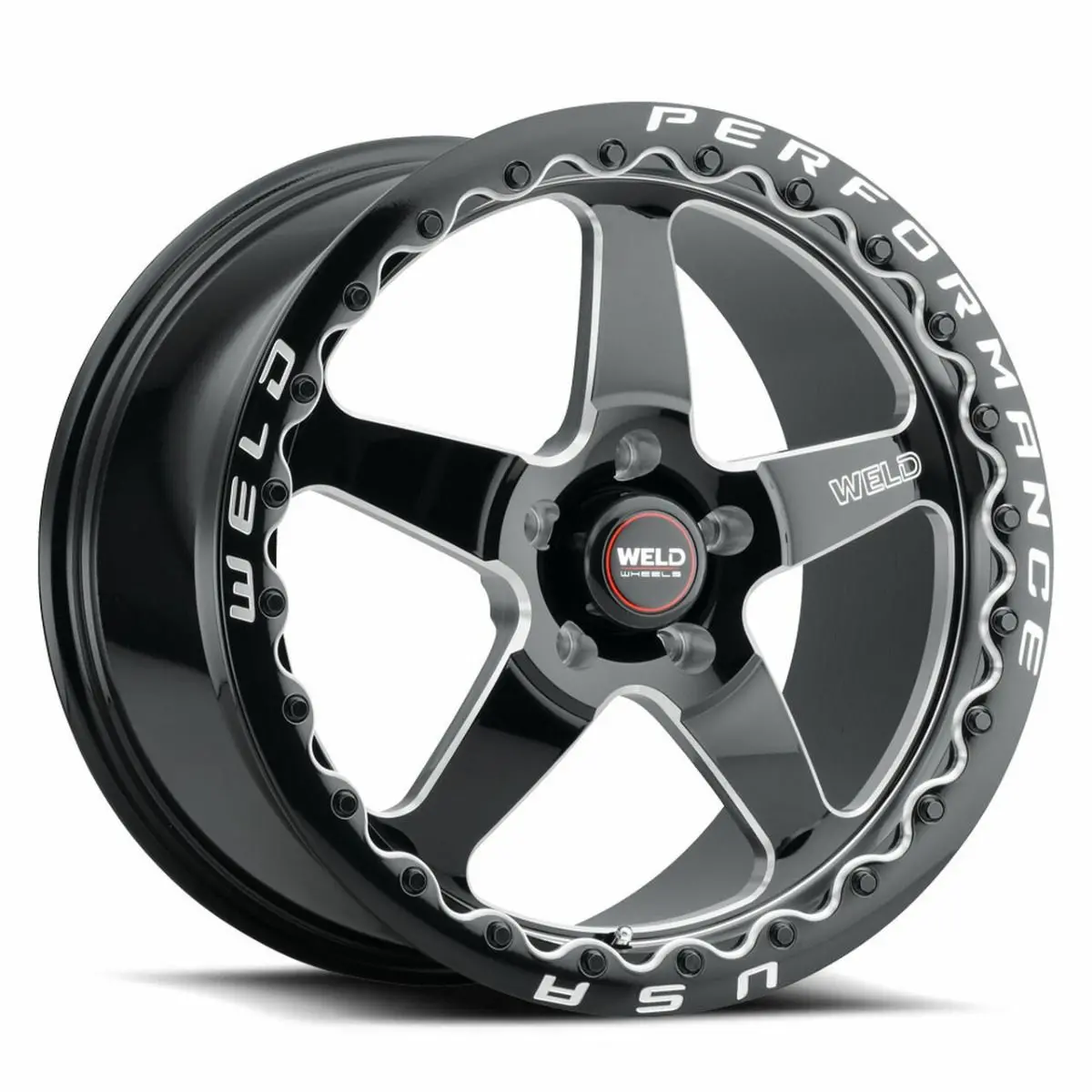 Weld: 15X10 Ventura 5 Beadlock Drag Gloss Black Wheel With Milled Spokes 1